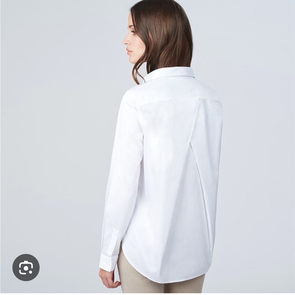 GUC Cuyana White Stretch Poplin Pleat Back Shirt